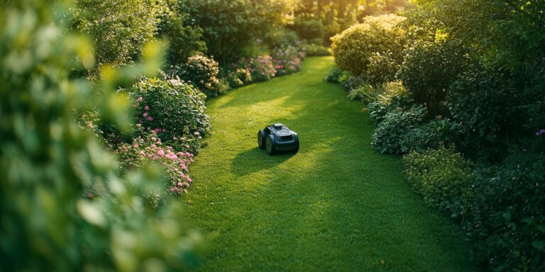 Robotmaaier door smalle doorgang