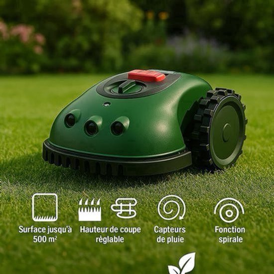 Robotmaaier – Grasmaaier – Automatische Maaier – Tuinrobot – Mulchmaaier – Instelbare Maaihoogte 2-6 cm – Geschikt Tot 500 m² Met Spiraalfunctie En Regensensor